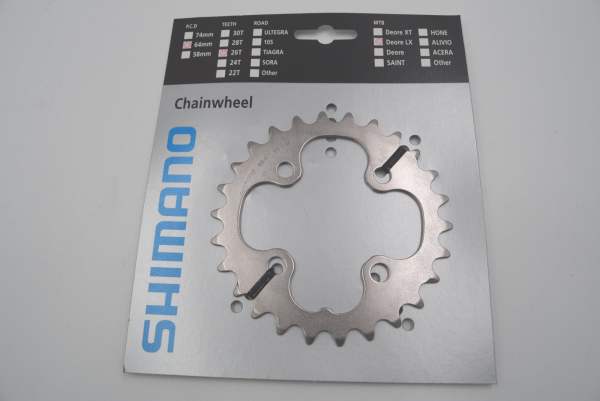 Shimano DEORE LX FC M581 26 Zähne 4 Loch 104 mm silber OVP