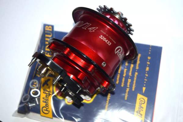 Rohloff Speedhub 500/14 Getriebenabe Disc mit Freilauf 32 Loch rot